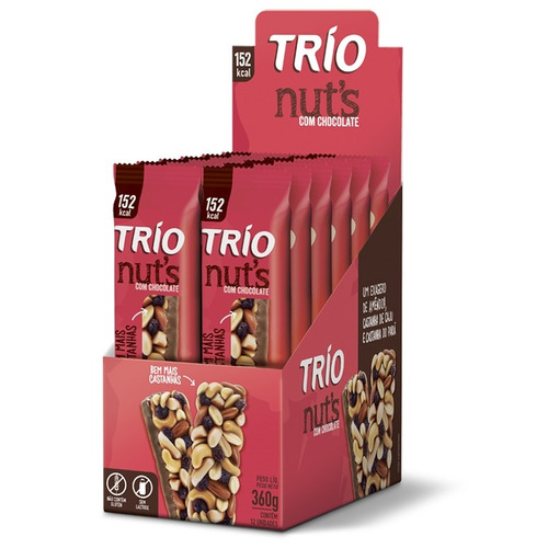 Barra De Cereal Trio Nuts Com 12 Unid Com Chocolate