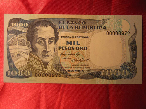 Colombia 1000 Pesos 1984 Baja Numeración