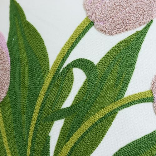 Funda De Almohada Decorativa Bordada Con Flores 45x45 Cm