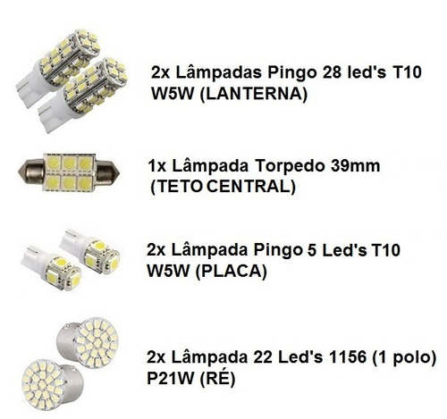 Kit 11 Lampadas Super Led Farol+milha+smd Montana Fc Simples