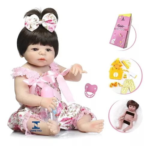 Boneca Bebê Reborn Silicone Barato Menina Bebe Original Barata Realista  100% Vinil siliconado + 10 itens - Bonecas - Magazine Luiza