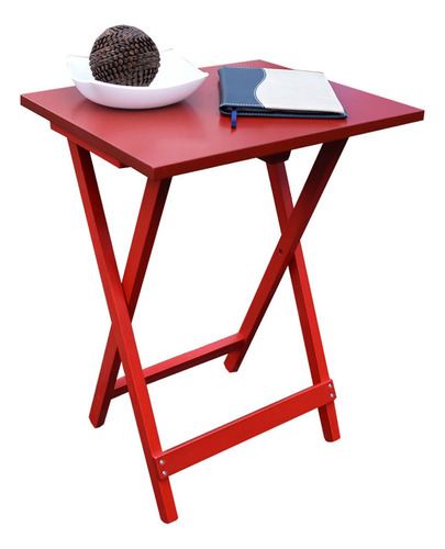 Mesa Plegable De Madera Portátil De Jardín Multiusos Color Rectangular Rojo