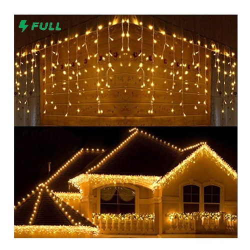 Imagen 1 de 10 de Serie Luces Navidad 216 Led 5m Techo Ambar Cascada Navideña