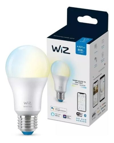 Lámpara Led Bulbo Blanco Dinámico E27 Wifi 8w Wiz Smart