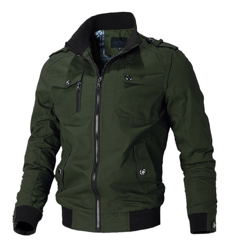 Chaqueta Cortavientos Casual Estilo Aviador Táctica Q1