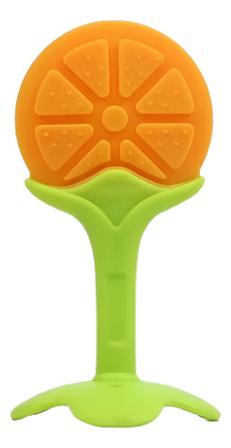 Mordedor De Silicona Rasca Encía Primeros Dientes Bebé Color Naranja