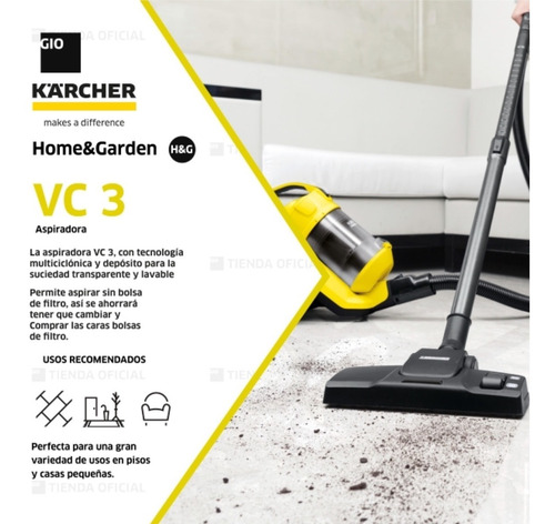 Imagen 5 de 10 de Aspiradora Karcher Multiciclonica Vc 3 Hepa Tienda Oficial
