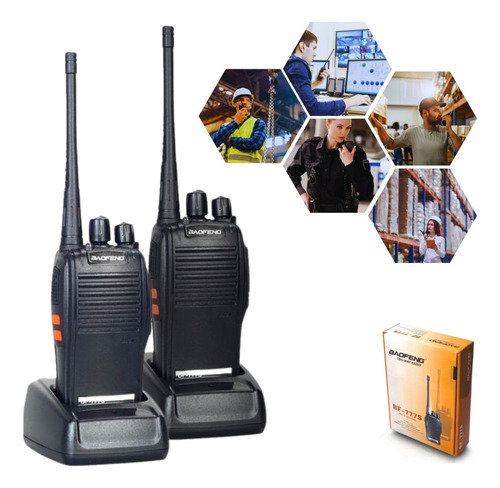 Kit 2 Radio Comunicador Uhf/vhf No 16 Canais Bf-777s + Fone