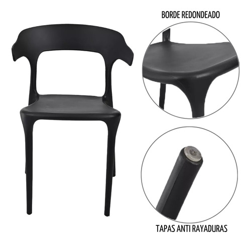Set De 2 Sillas De Comedor Para Jardín Cardio Beat Liberty Negro Negro