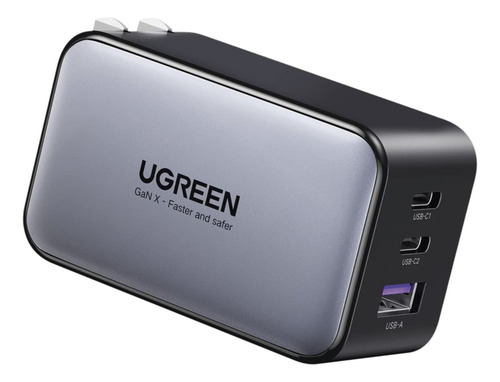 Cargador 65w Con 3 Puertos De Carga Rápida 2 Usb-c + 1 Usb-a Gris