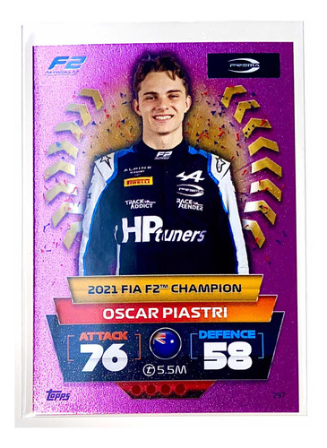 Tarjeta Topps Oscar Piastri F2 Champion Pink Foil Rc Rookie (Usado)