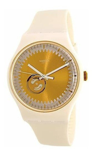 Reloj Swatch Sunsplash Gold Dial Blanco Correa De Silicona