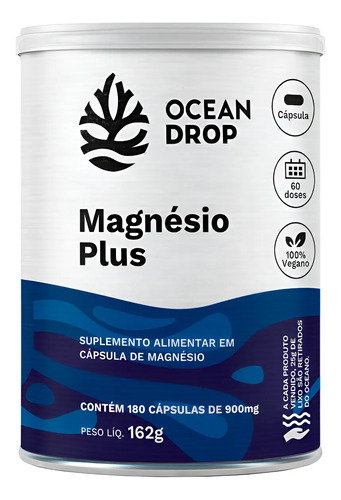 Magnésio Plus Bisglicinato Dimalato Taurato Ocean Drop 180un 180 Cápsulas 350mg