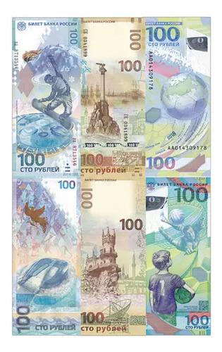 Lote 3 Ps Rusia 100 Rubles 2014-2018 Polimero Hibrido Sc (Usado)