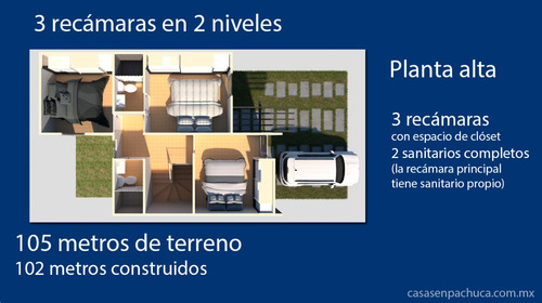Imagen 2 de 13 de Casas Semiresidenciales De 105 Metros 3 Recámaras 2.5 Sanitarios En Venta En Pachuca