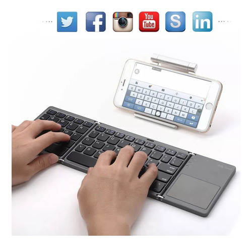 Mini teclado Bluetooth Dobrável Portátil Ultrafino K cor Preta