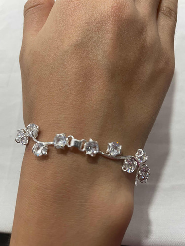 Hermosa Pulsera De Plata Fina .925con Zirconia