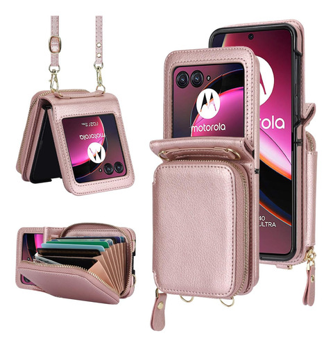 Funda Para Motorola Razr 40 Ultra Con Tarjetero Y Correa - R