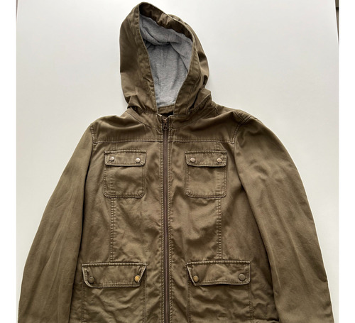 Campera Mujer Tela Verde Militar C Capucha. Gap Importa Usa