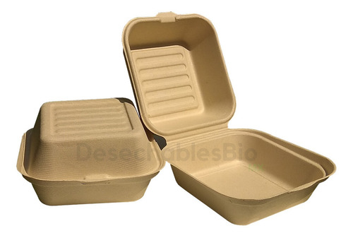 Imagen 3 de 9 de Pack Contenedores 9x6 Y 6x6 Biodegradable Bagazo De Trigo