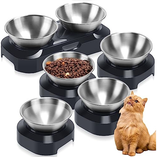 Norme 6 Cuencos Elevados De Acero Inoxidable Para Gatos, Cue