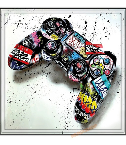 Poster Grafite 50x50cm  Controle Joystick Gamer Decorar Geek