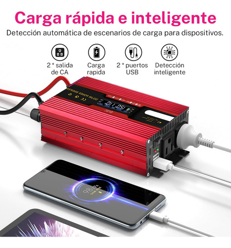 Inversor De Corriente 4000w 12v A110v Convertidor For Auto