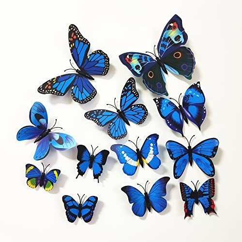 Stickers 3d Mariposas Azul Oscuro  X 36u