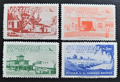 Liberia, Lote 4 Sellos Aéreos Yv 67 70-72 1953 Mint L18143