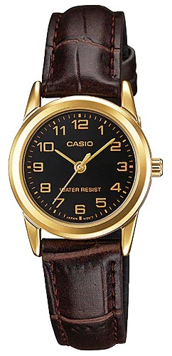 Reloj Casual Casio Ltp-v001gl-1b Damas Correa Cuero Café