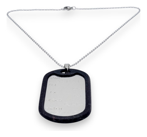 Chapa Militar Con Goma Grabada Plateado Militar