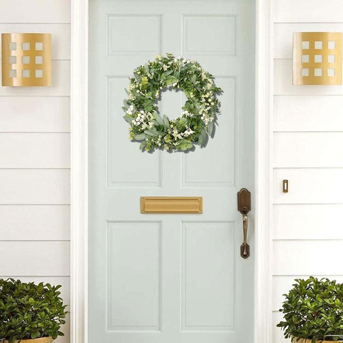 Corona De Eucalipto Verde Artificial, Corona Para Puerta,