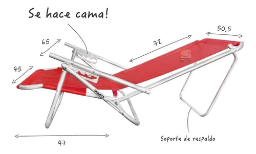 Reposera Silla Cama Aluminio Reforzada Playera 100 Kilos