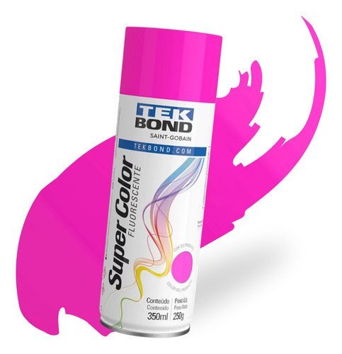 Tinta Spray Super Color Fluorescente Rosa 350ml Tekbond