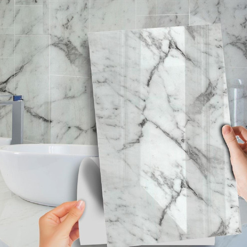 10 Painel Papel De Parede Piso Espuma Lavável Mármore Luxo