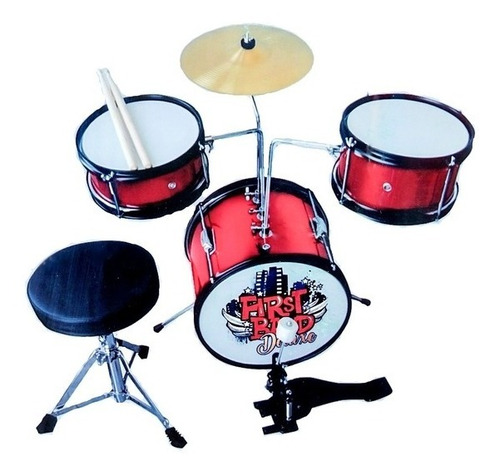 Bateria Musical Infantil Instrumento First Band Deluxe Metal