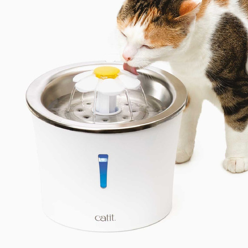 Fuente Para Gatos Catit Acero Inoxidable Con Flor 3 Lt