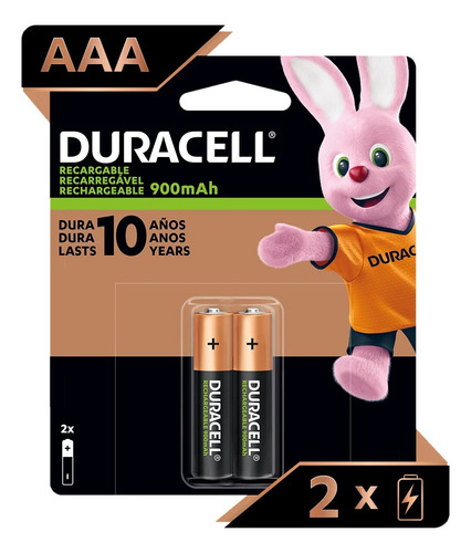 Pack 2 Pilas Aaa Recargables Duracell 900mah