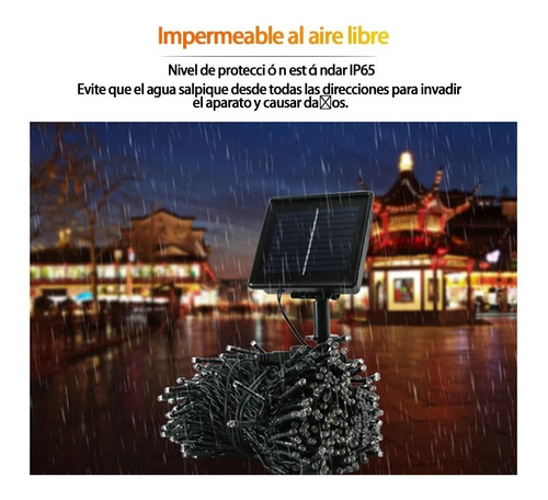Imagen 7 de 7 de Serie Navideña Solar 100 Leds 11metros Automática Recargable