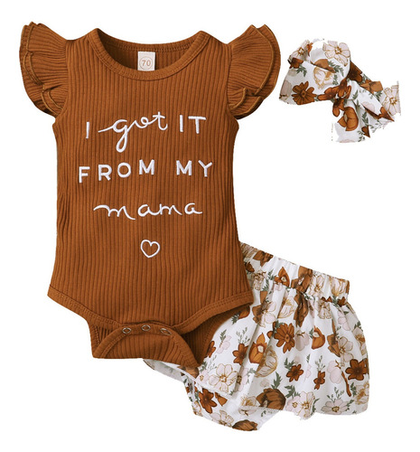 Baby Girls Set Bodysuit, Shorts And Tiara