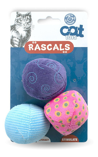 Juguete Para Gatos Rascals Pack De 3 Pelotas Surtidas