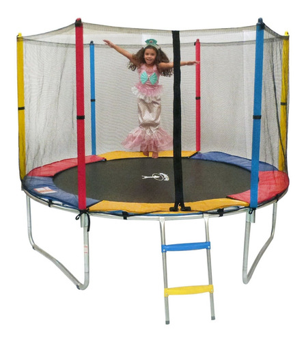 Henri Trampolim Kids Cama Elástica 2.44 m Cor Da Proteção Das Molas Multicolor e Tela Preta