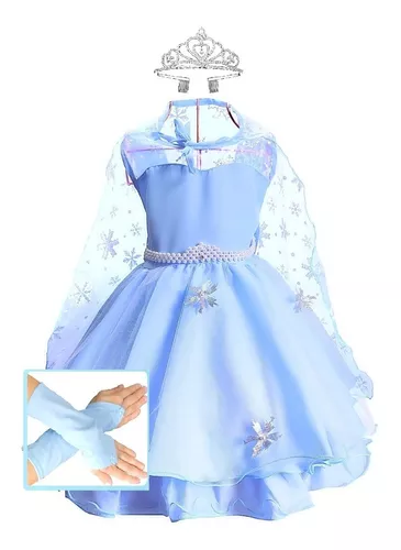 Vestido Infantil Frozen Com Capa Luxo Festas De Princesas