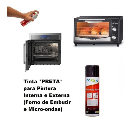 Imagem 4 de 8 de Tinta Preta Alta Temperatura Para Pintar Forno Microondas