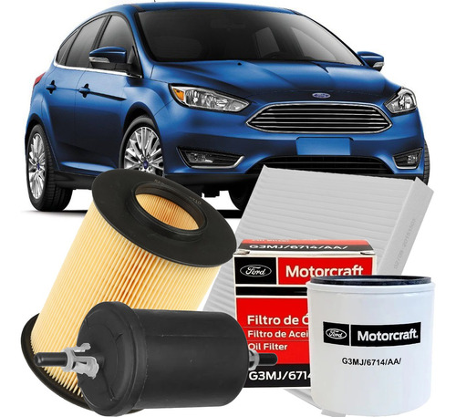 Kit Filtros Ar Óleo Combustivel E Cabine - Ford Novo Focus 1.6 16v Sigma E 2.0 16v - 2013 2014 2015 2016 2017 2018 2019