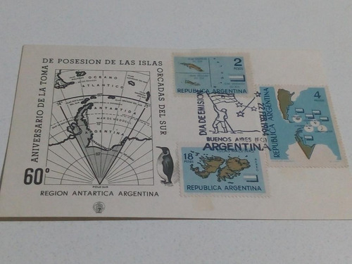 Tarjeta Filatelia Día De Emisión  22/2/1964  Islas Orcadas D