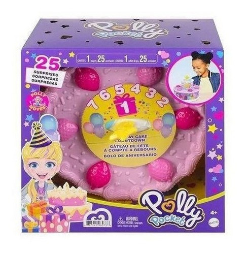 Muñeca de cumpleaños y tarta de juego de Polly - Mattel