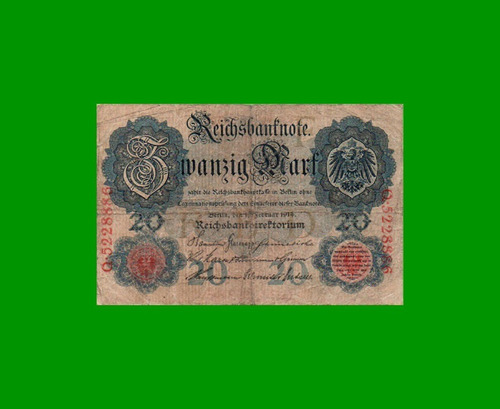 Billete Alemania 20 Marcos, Pick 46b, Año 1914, Estado B.-