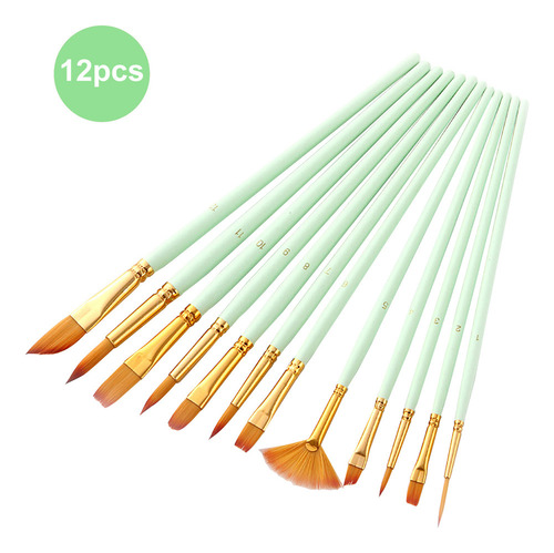 Juego De 12 Pinceles For Pintura Acrílica, Acuarela Y Óleo