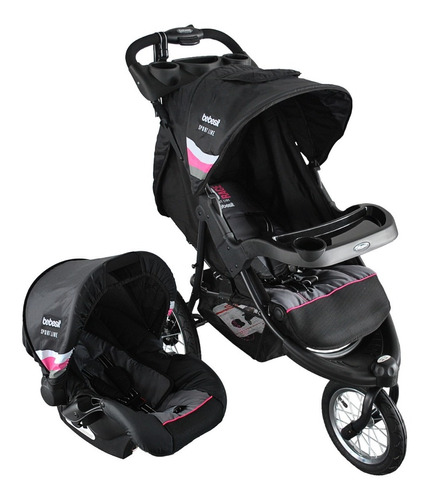 Coche Para Bebe + Portabebés Tipo Jogger X7 Sport 4 En 1 Color Rosa